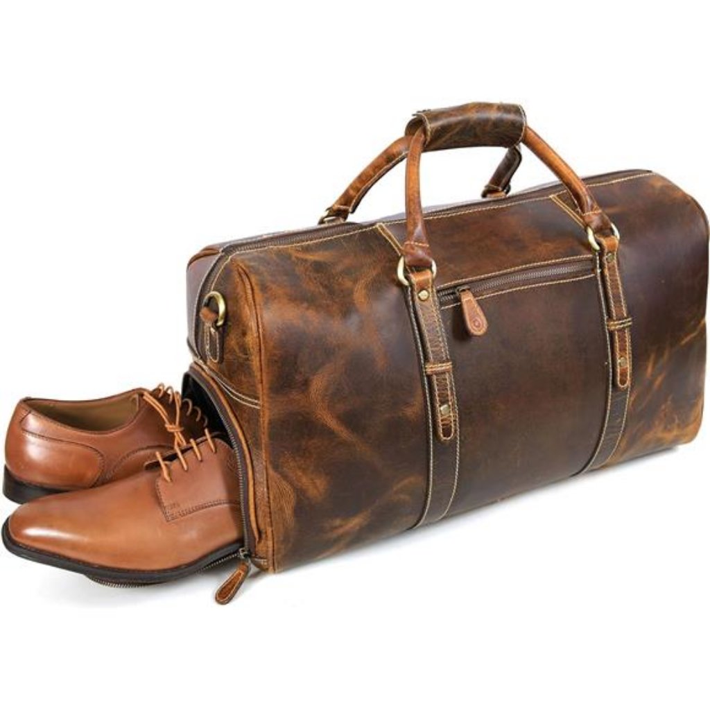 Leather Travel Duffel Bag | Gym Sports Bag Airplane Luggage Carry-On Bag